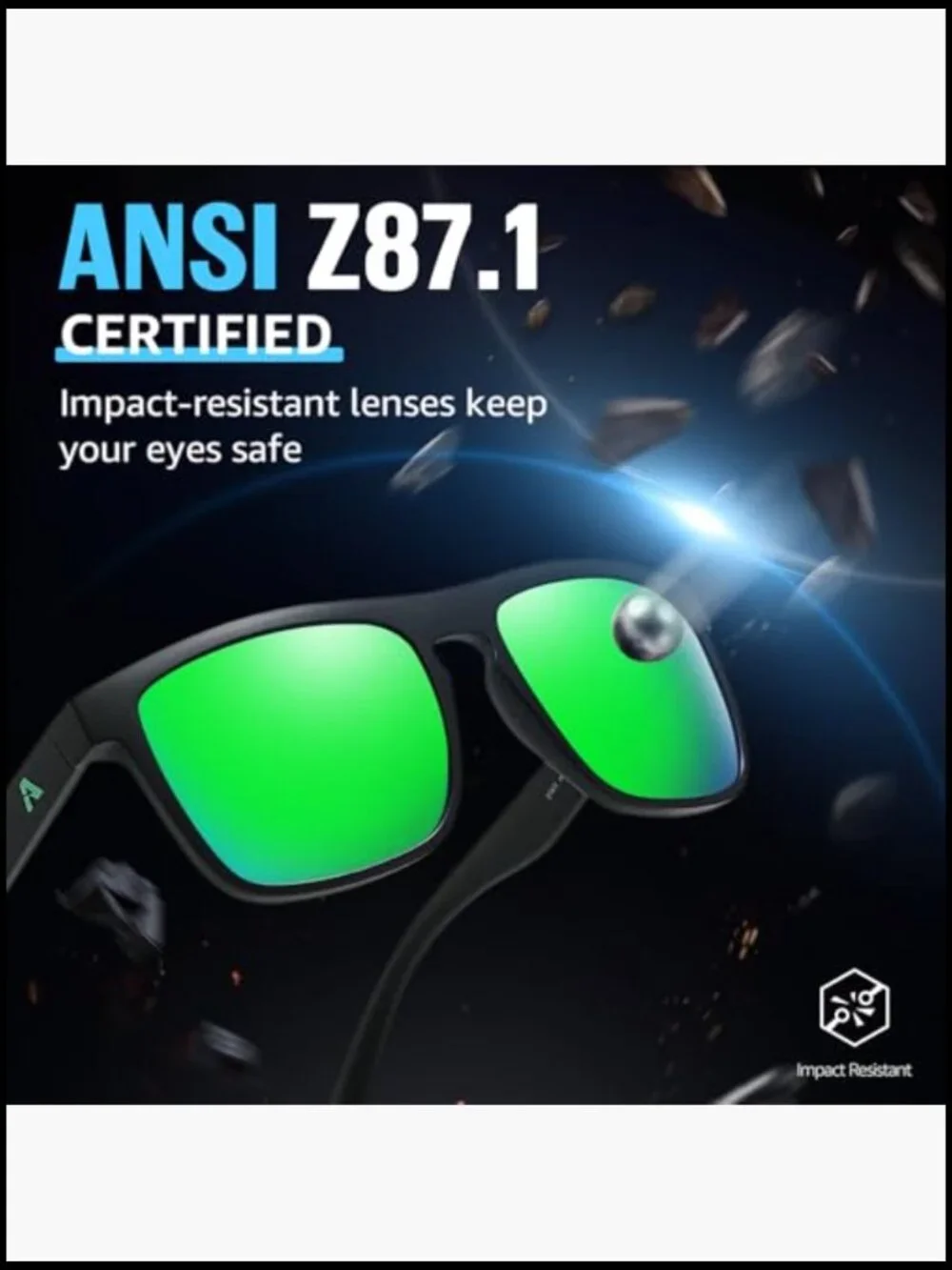 ANSI Z87.1 Safety Sunglasses, Polarized UV400 Protection for Work & Driving